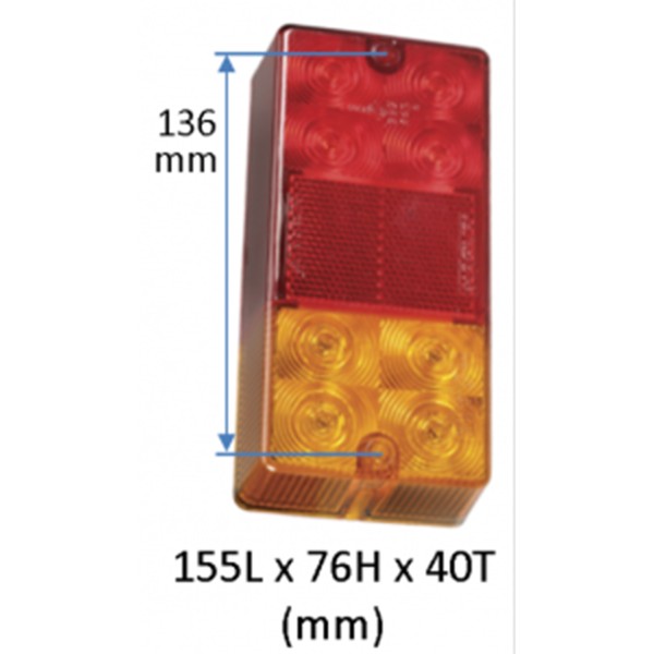 9-30V LED Rec. Stop/Tail/Turn & Licence Plate Lamp with In-Built Retro Reflector & 0.5m Cable (BL Pack)